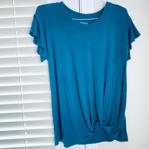 Women's Twist Top with Short Flutter Sleeves Time and Tru - Picture 3 of 8